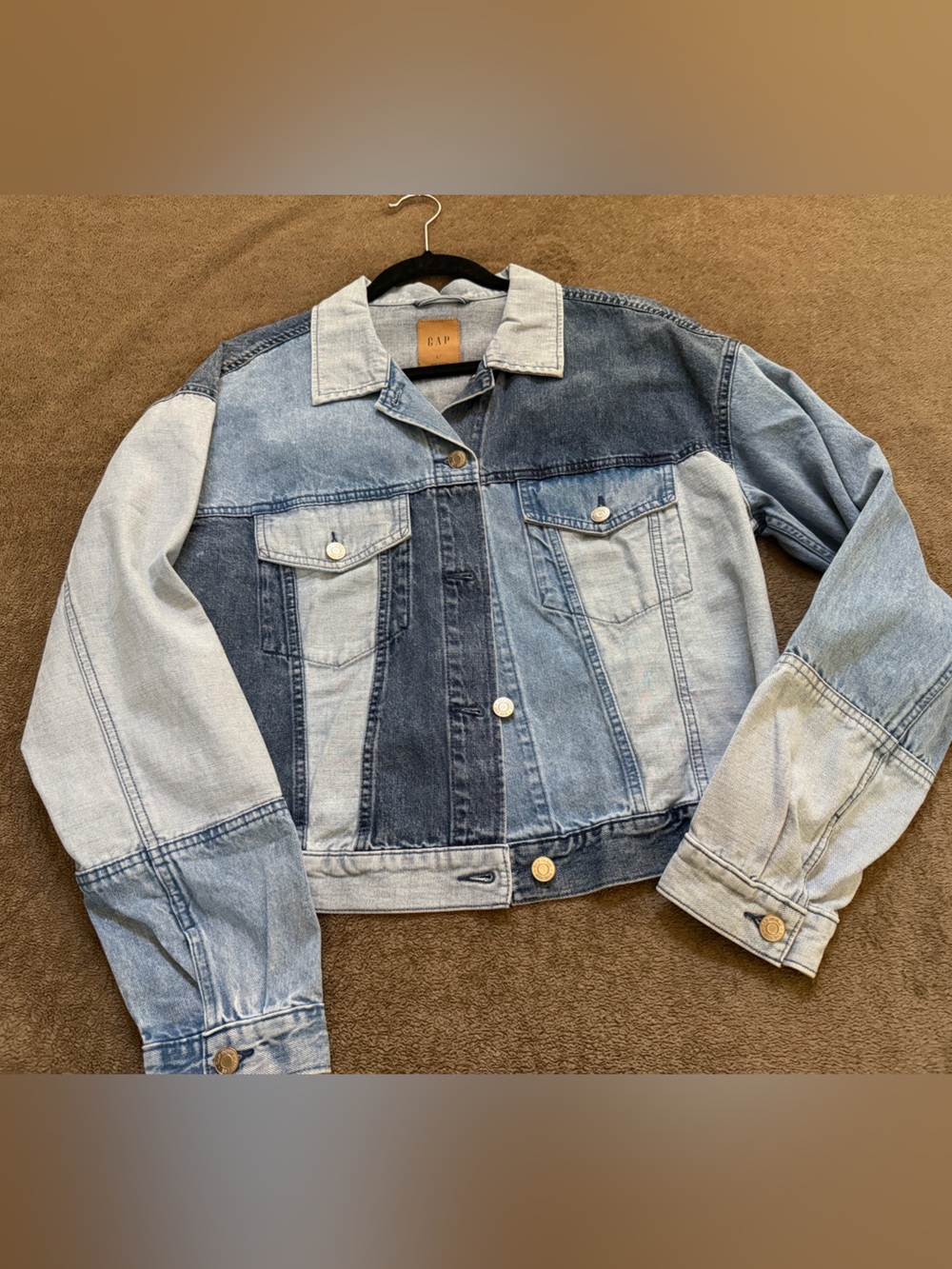 GAP Women’s Patchwork Light & Dark Blue Denim Jacket